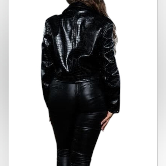 Azalea Wang Croc It To Me Faux Leather Jacket - Picture 7 of 10
